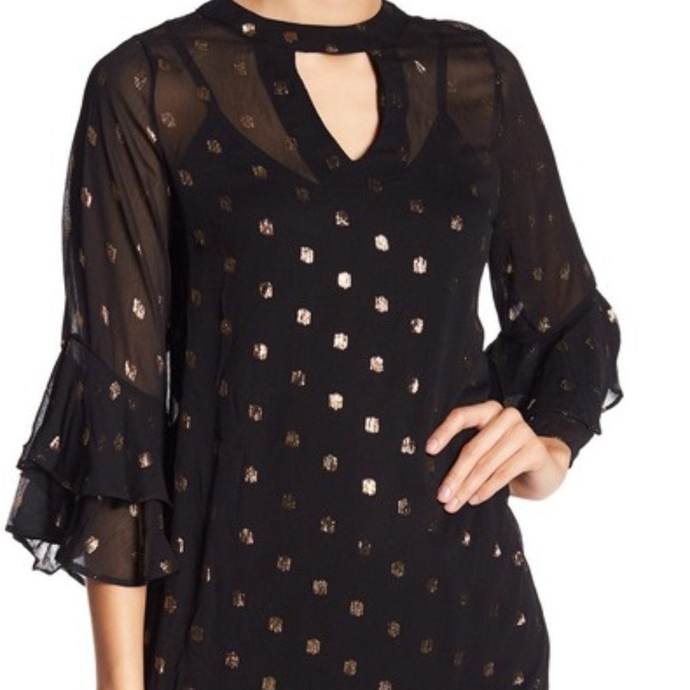 Bobeau 3/4 Length Tiered Sleeve Dot Tunic Sz. XL